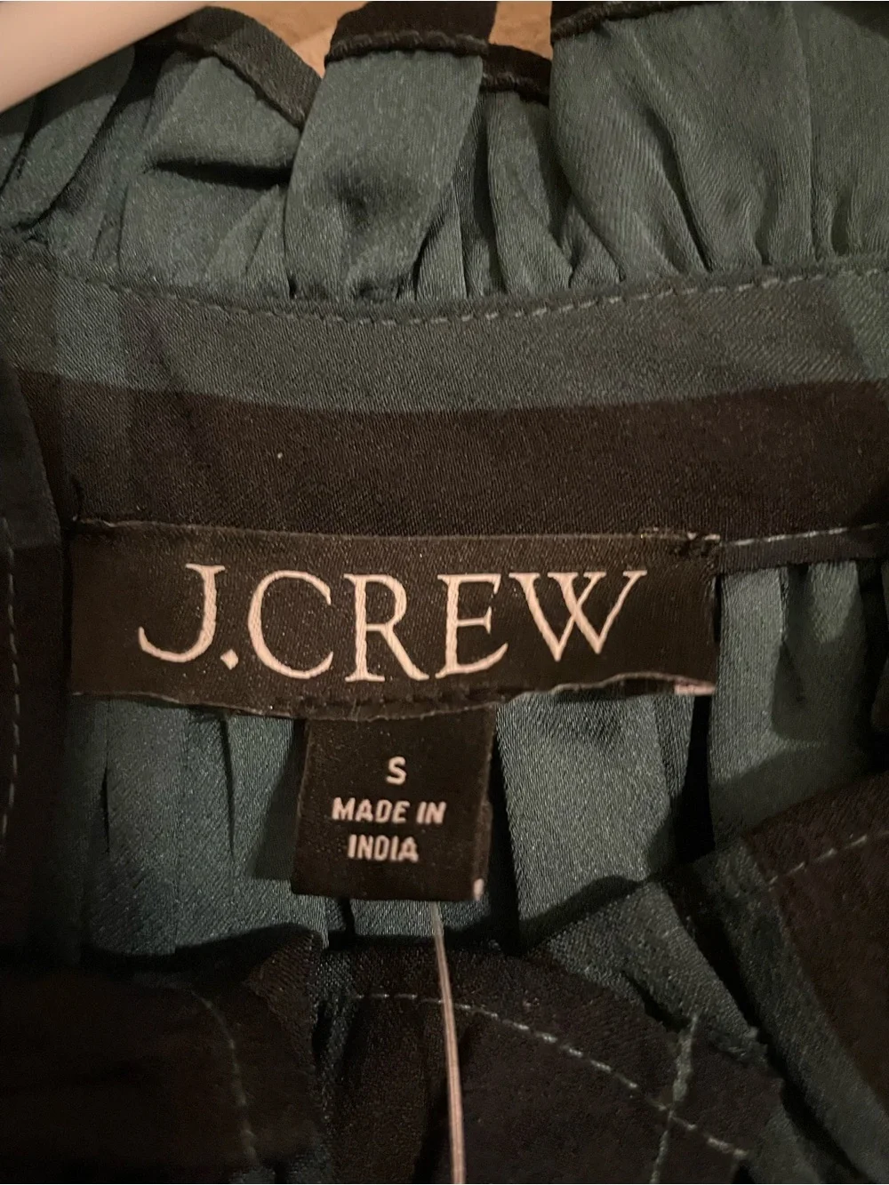 J Crew Green Black Tartan Plaid Ruffle Puff Sleeve Dress Size Small NWT